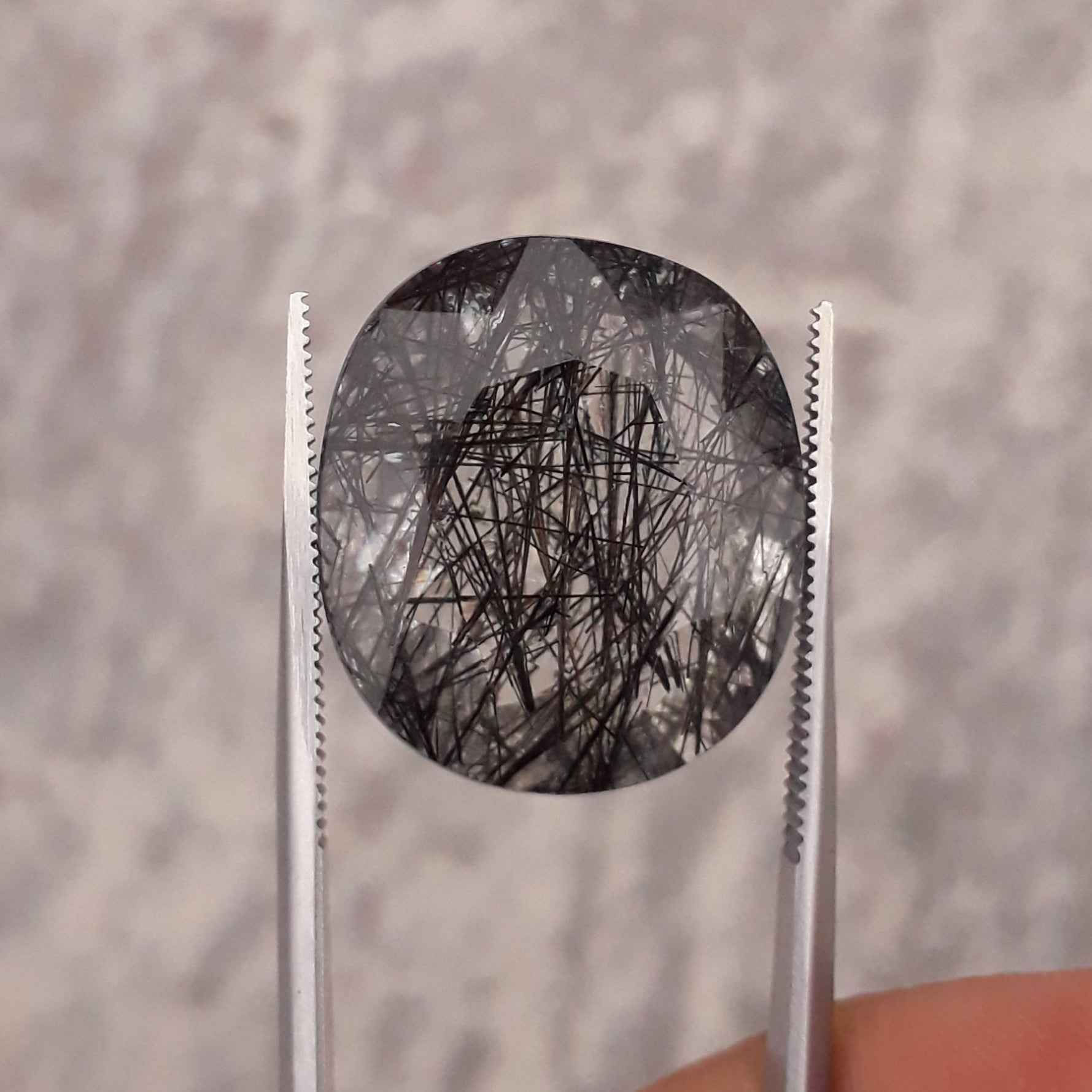 26ct Black Tourmalated Quartz - Black Rutile Quartz - 22x19x11mm