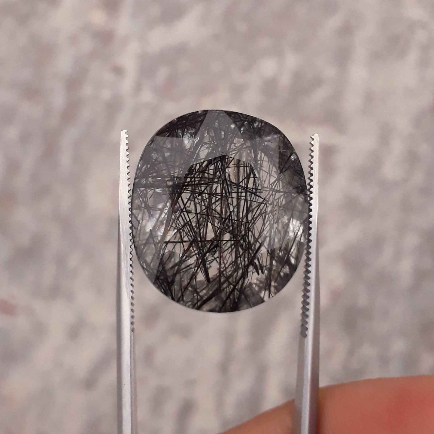 26ct Black Tourmalated Quartz - Black Rutile Quartz - 22x19x11mm