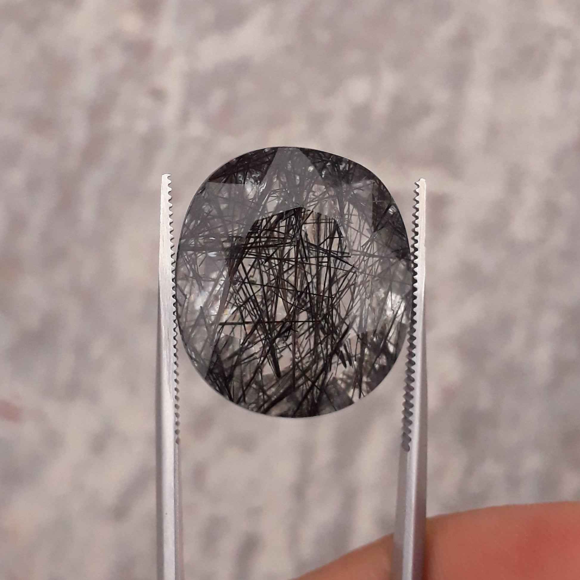 26ct Black Tourmalated Quartz - Black Rutile Quartz - 22x19x11mm