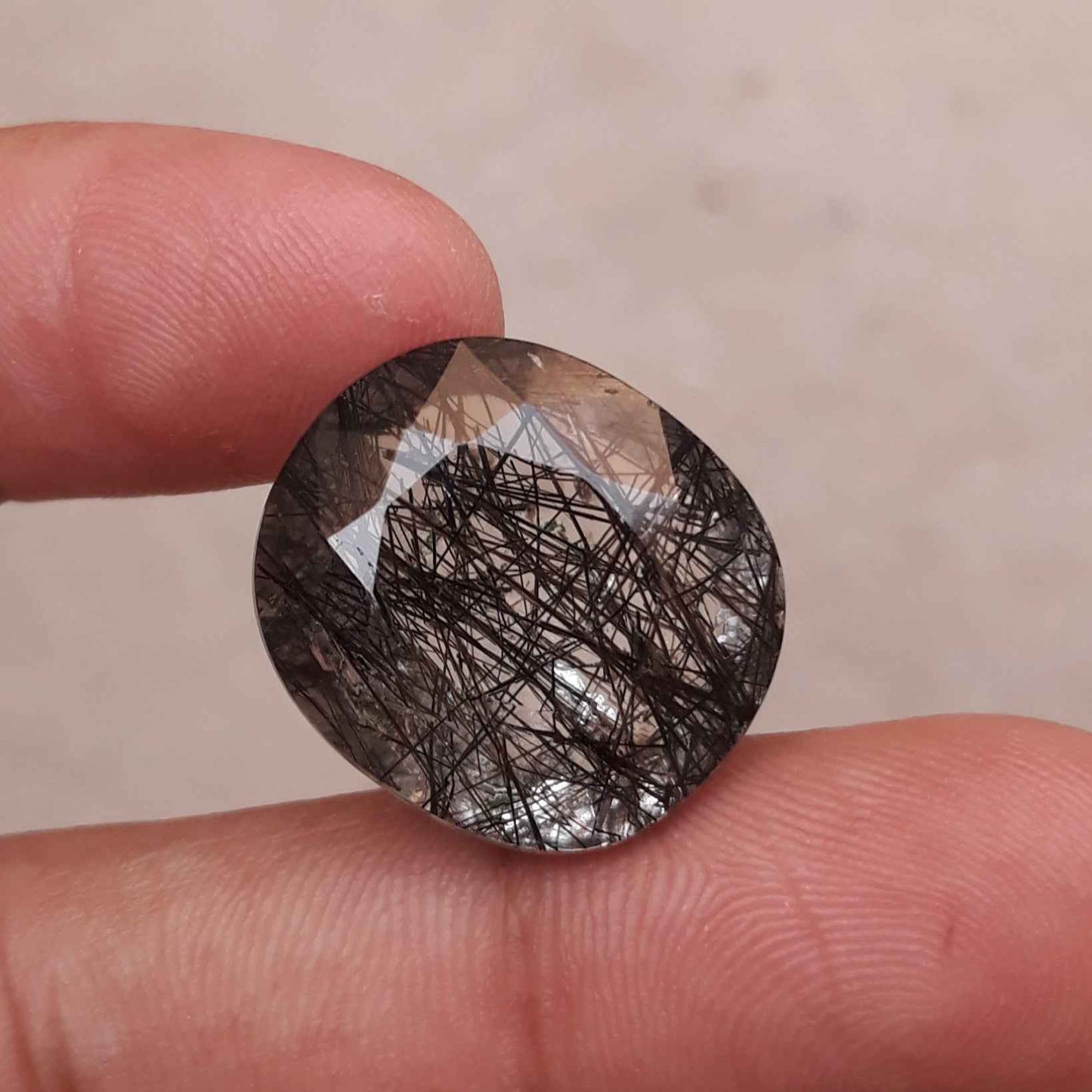26ct Black Tourmalated Quartz - Black Rutile Quartz - 22x19x11mm