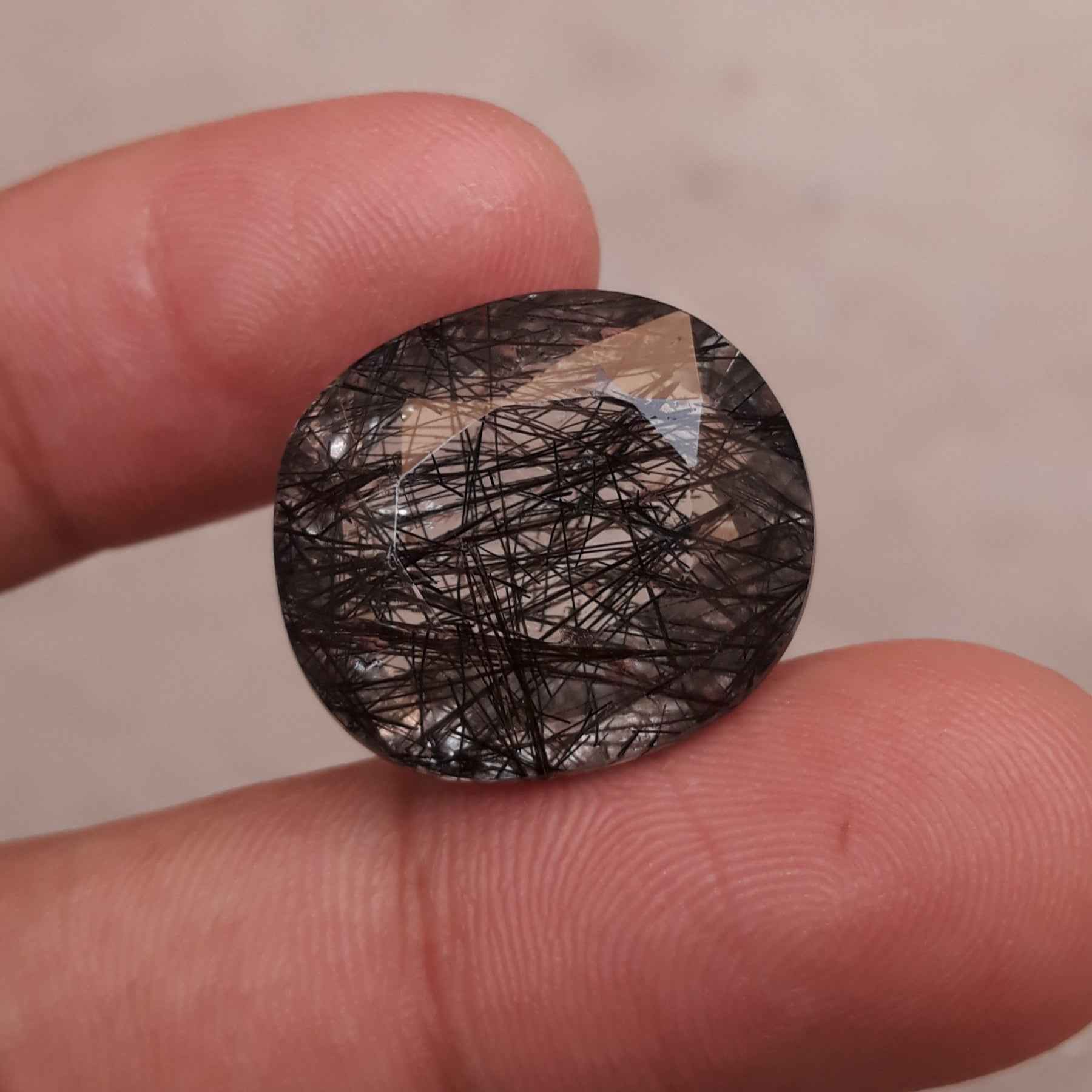 26ct Black Tourmalated Quartz - Black Rutile Quartz - 22x19x11mm