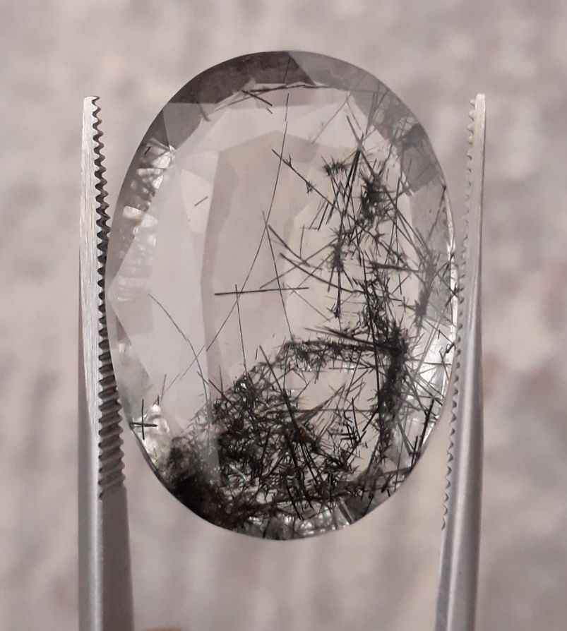 29.55ct Black Tourmalated Quartz - Black Rutile Quartz - Rutilated Quartz