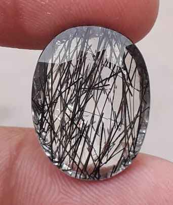 12ct High quality Black Tourmalated Quartz - Black Rutile Quartz - Rutilated Quartz - 19x14.5x7.5mm