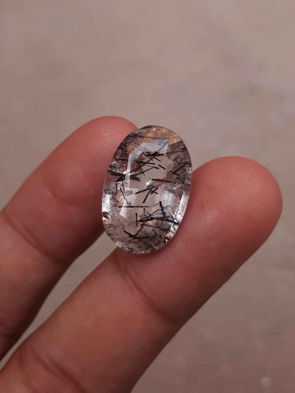 14.10ct Black Tourmalated Quartz - Black Rutile Quartz - Rutilated Quartz