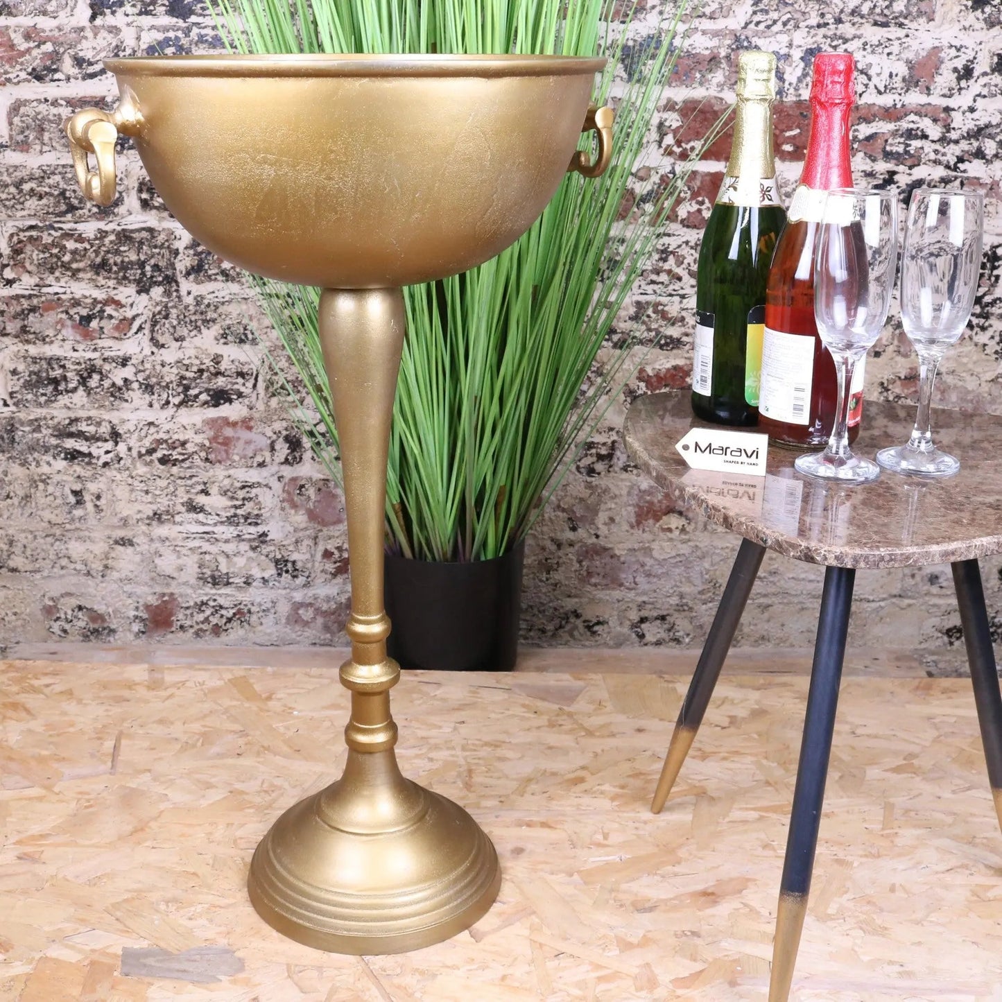 Tumbani Floor Standing Gold Champagne Ice Bucket Tub