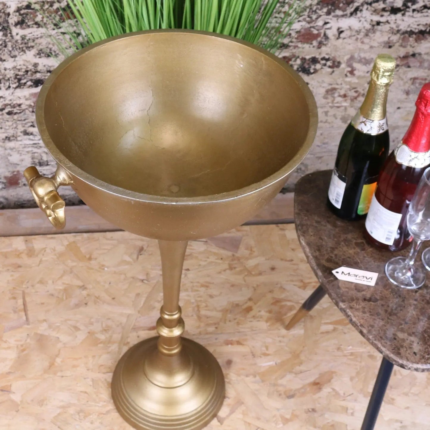 Tumbani Floor Standing Gold Champagne Ice Bucket Tub