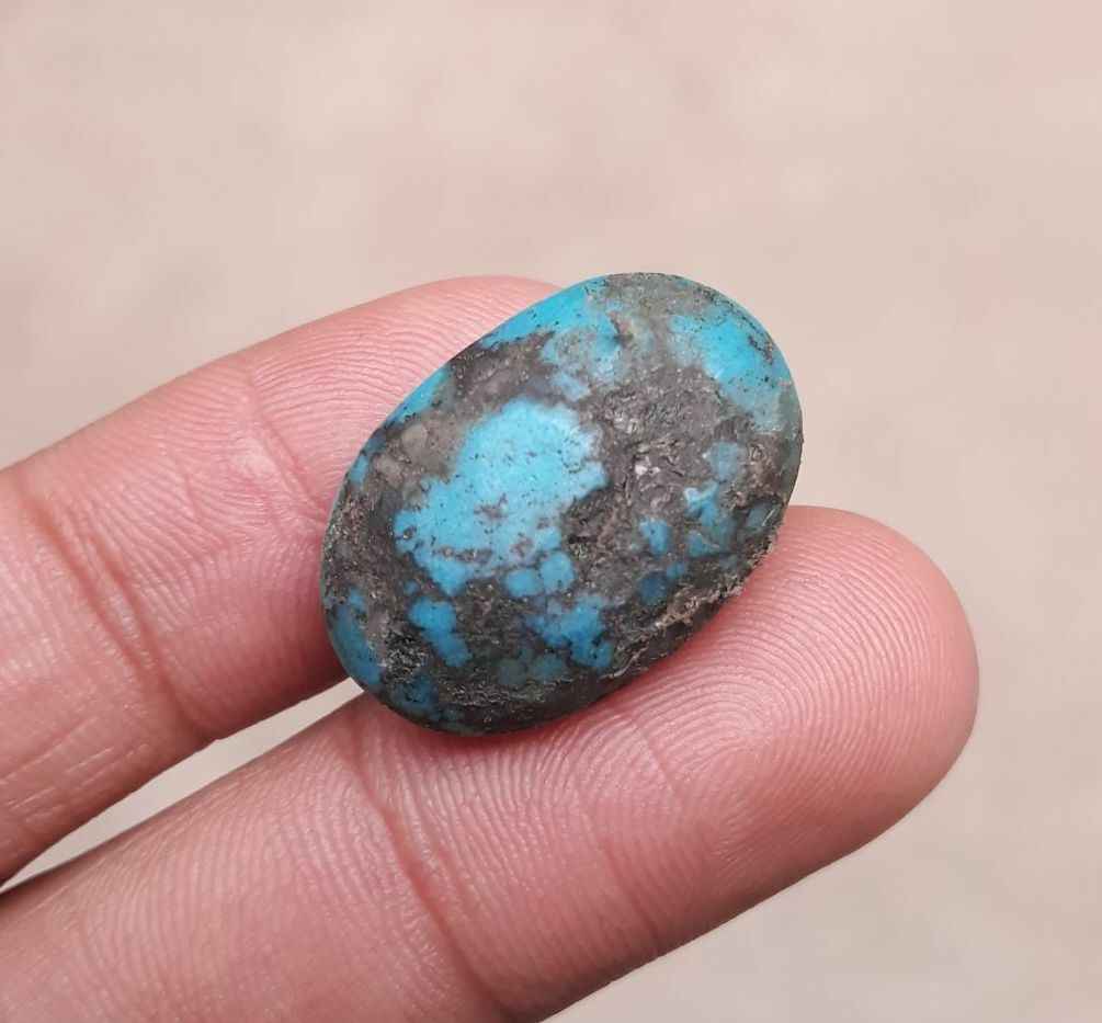 Natural Turquoise with Pyrite - Blue Matrix Turquoise - Shajri Feroza- 29ct-24x16mm