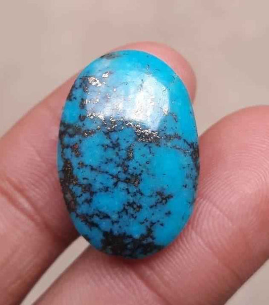 Natural Turquoise with Pyrite - Blue Matrix Turquoise - Shajri Feroza- 29ct-24x16mm