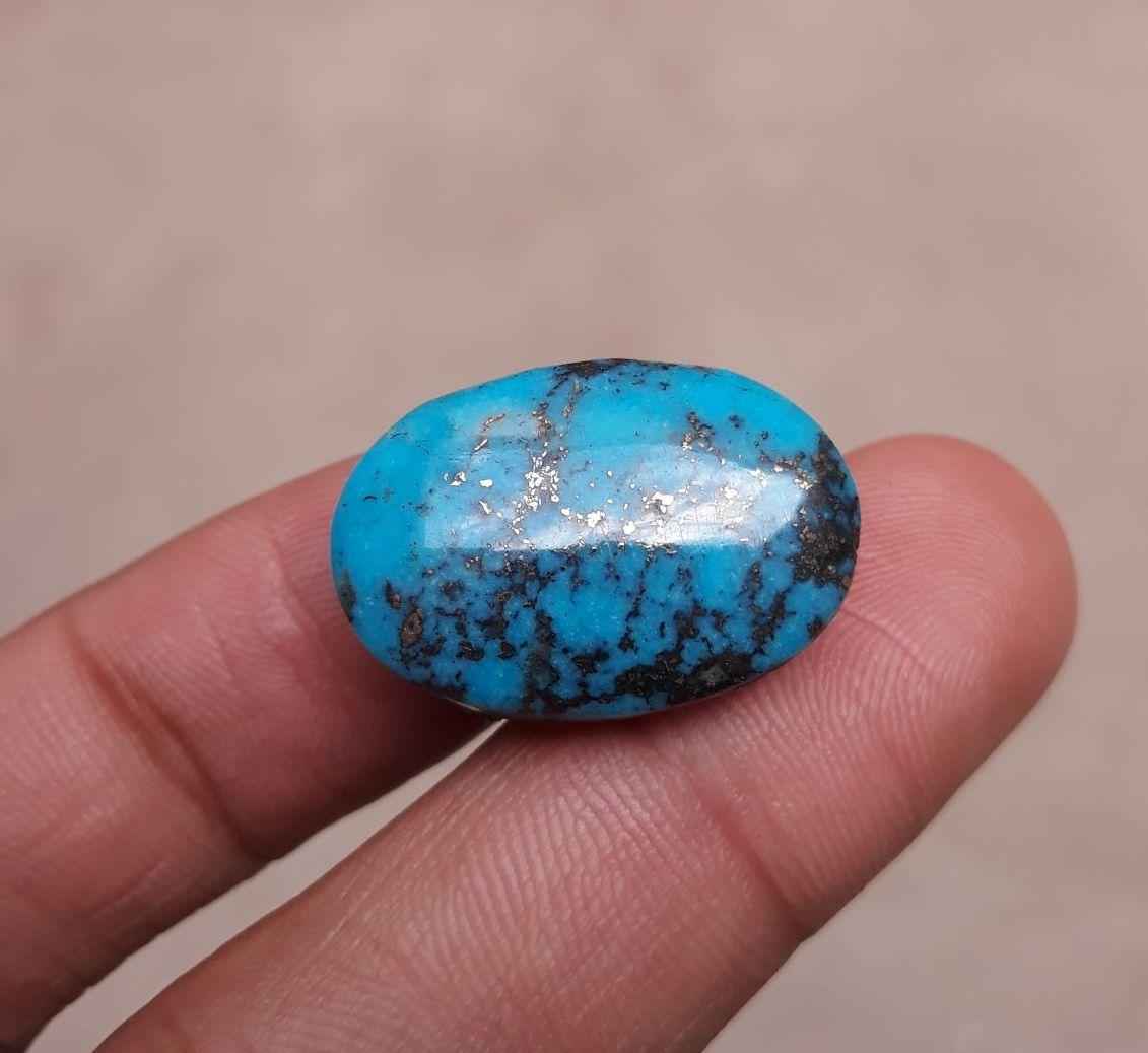 Natural Turquoise with Pyrite - Blue Matrix Turquoise - Shajri Feroza- 29ct-24x16mm