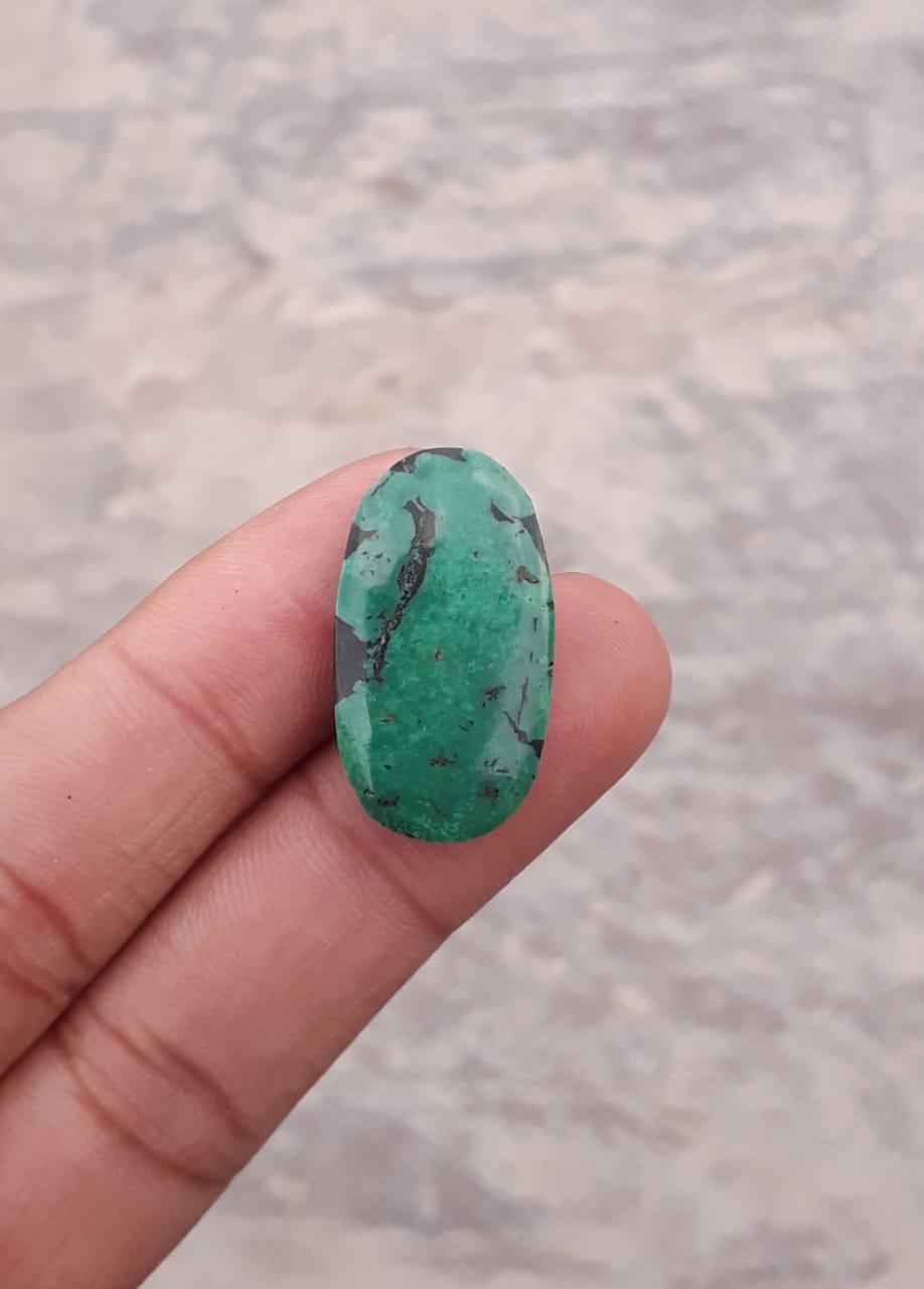 21ct Natural Turquoise, Green Matrix Turquoise, Shajri Feroza, Real Firoza Stone,Dimensions 27.6 x 15.3mm
