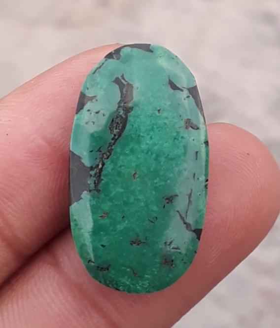 21ct Natural Turquoise, Green Matrix Turquoise, Shajri Feroza, Real Firoza Stone,Dimensions 27.6 x 15.3mm