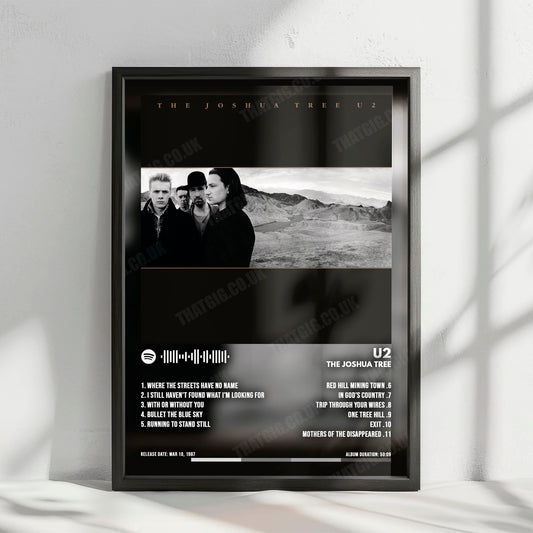 U2 "The Joshua Tree" Album Cover Poster - with Complete Tracklist