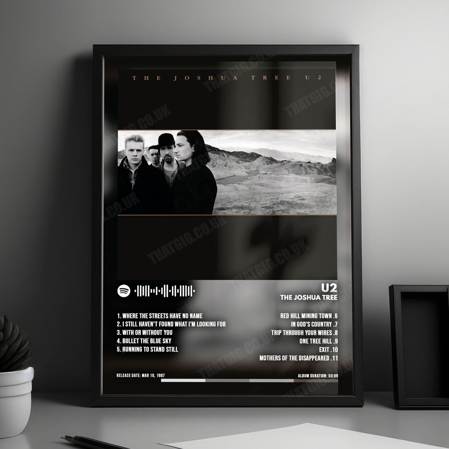 U2 "The Joshua Tree" Album Cover Poster - with Complete Tracklist