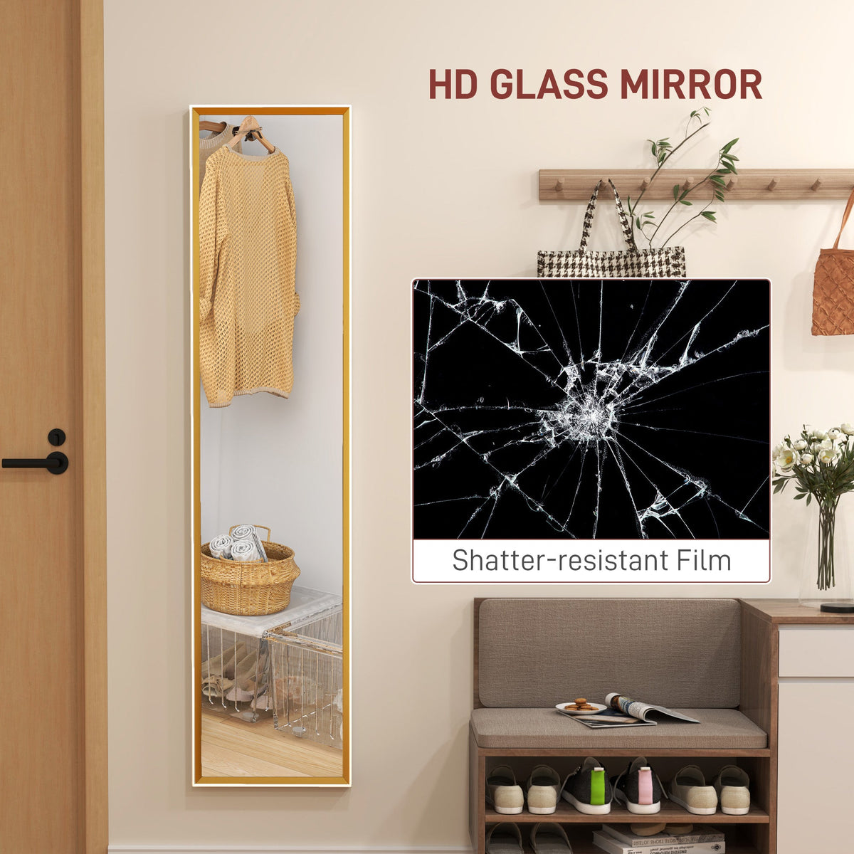 HOMCOM Full Length Mirror Wall Mount Leaning Standing Mirror, White