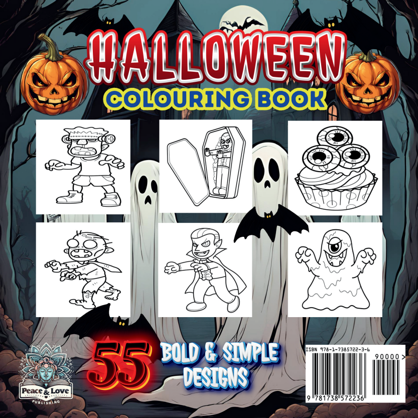 Halloween Colouring Book - 55 Bold and Simple Designs for Young Kids