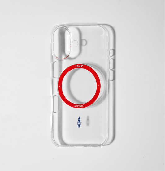 Slim Clear iPhone 17 Case with Red MagSafe Ring - Big Ben | The Iconic Slim