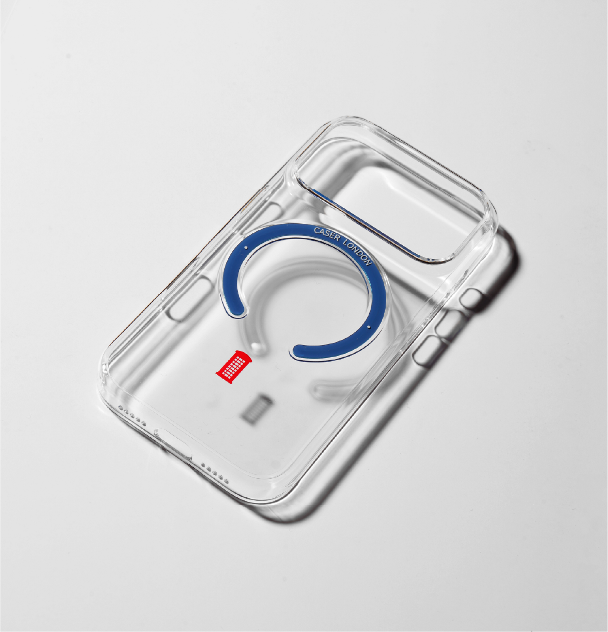 Slim Clear iPhone Air Case with Royal Blue MagSafe Ring - Telephone Box | The Iconic Slim