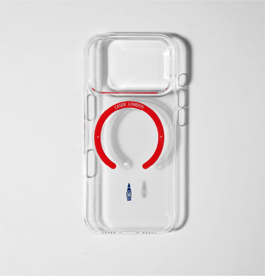 Slim Clear iPhone 17 Pro Case with Red MagSafe Ring - Big Ben | The Iconic Slim