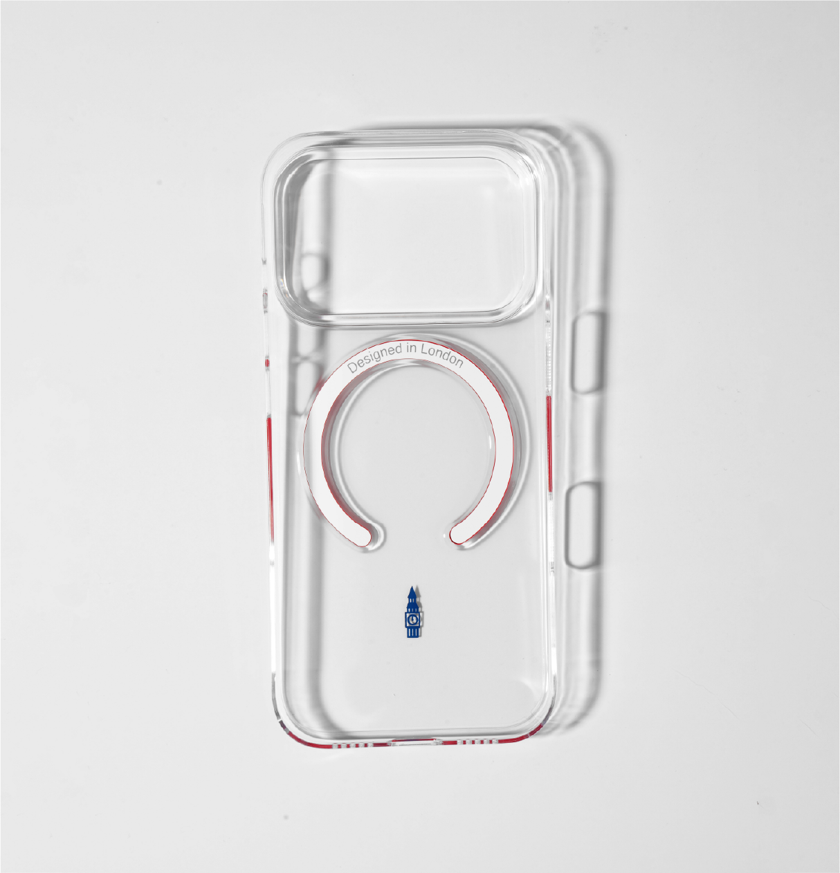 Slim Clear iPhone 17 Pro Max Case with Red MagSafe Ring - Big Ben | The Iconic Slim