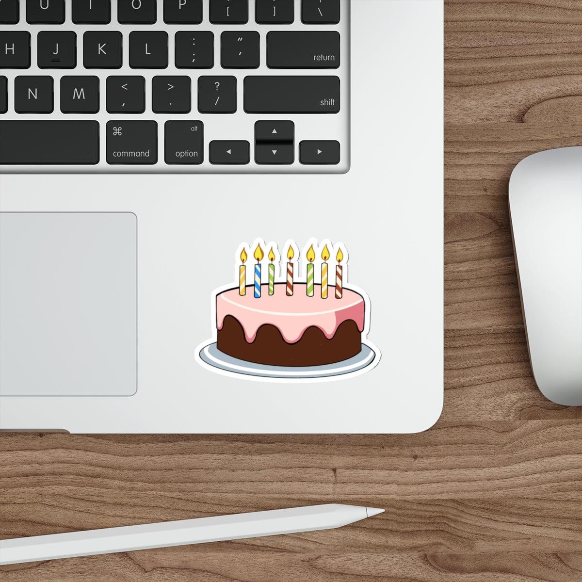Birthday Cake Sticker – Cute Handmade Waterproof Decal