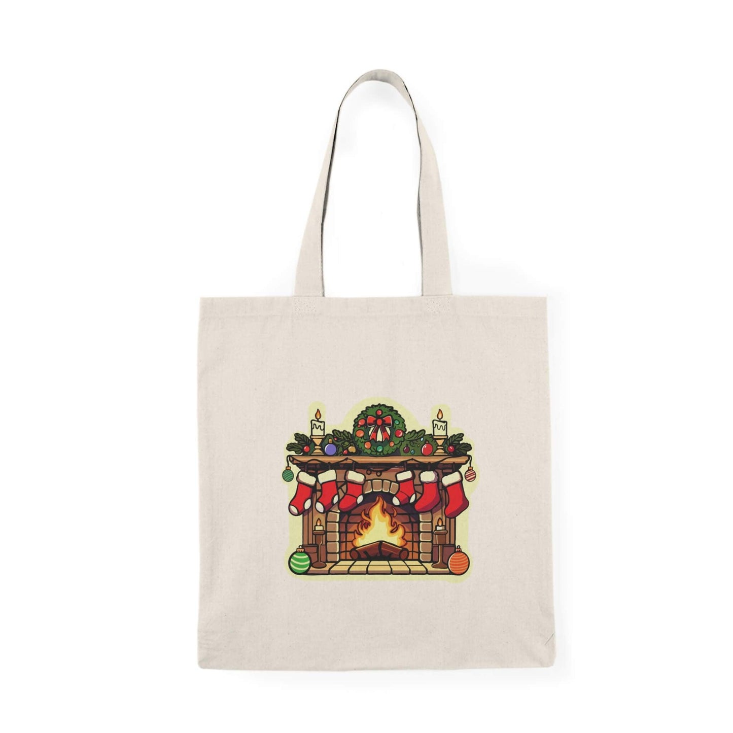 Cozy Fireplace Christmas Tote
