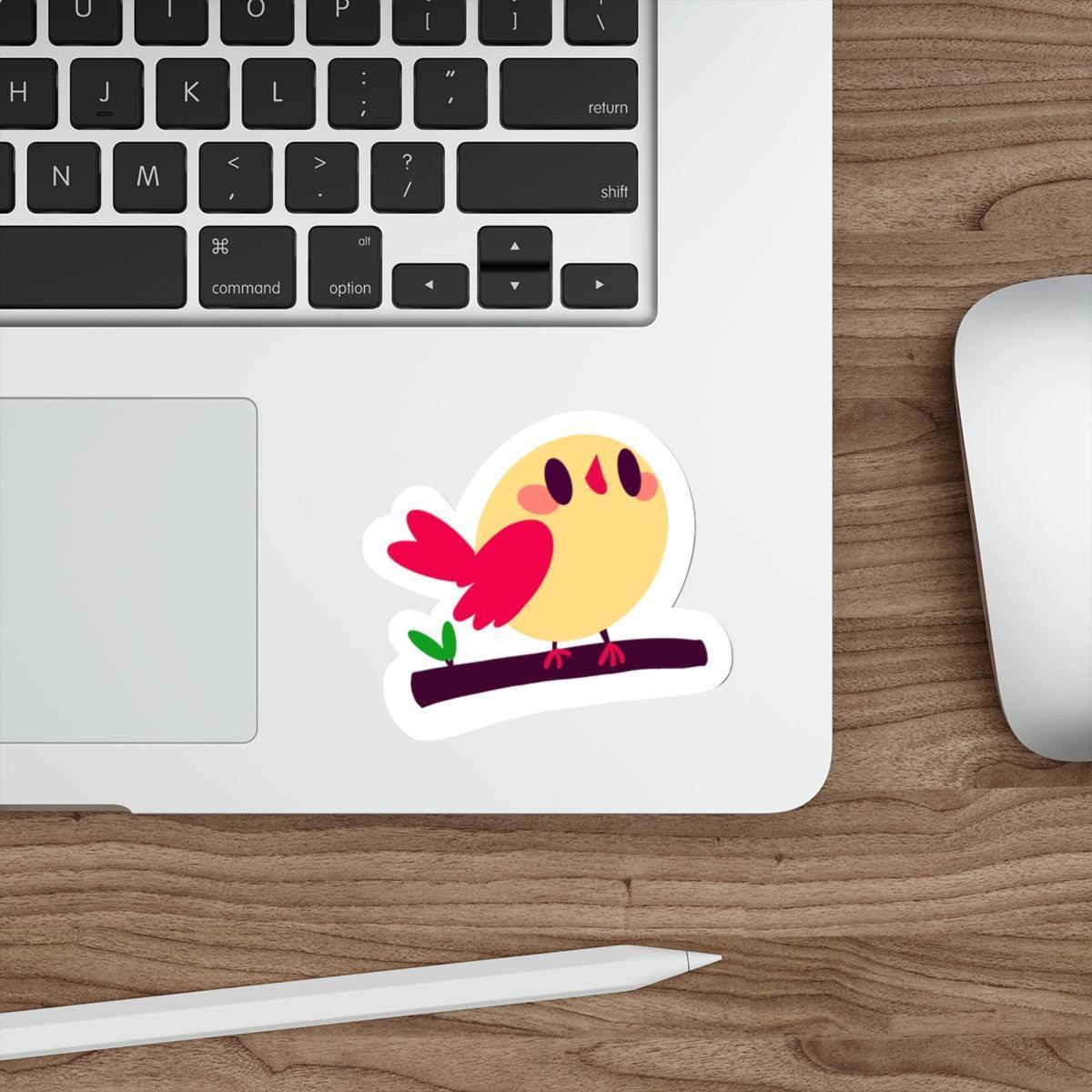 Bird on Branch Sticker – Tranquil Pastel Nature Design