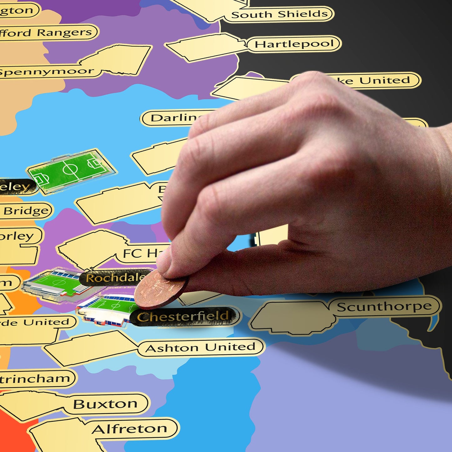 England Non League Football Stadium Scratch-Off Map