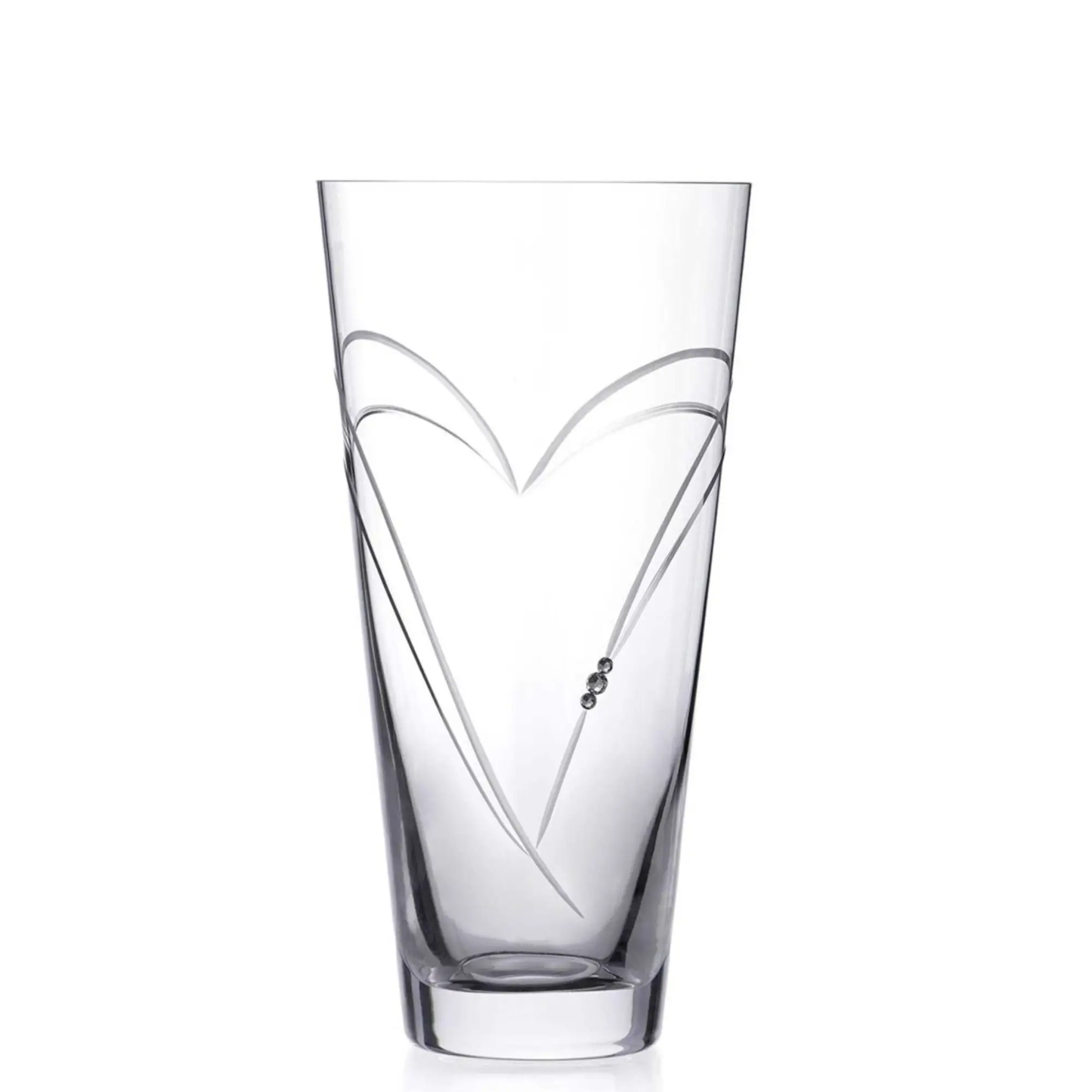 Diamante Vase with Heart Shaped Cutting - 25cm