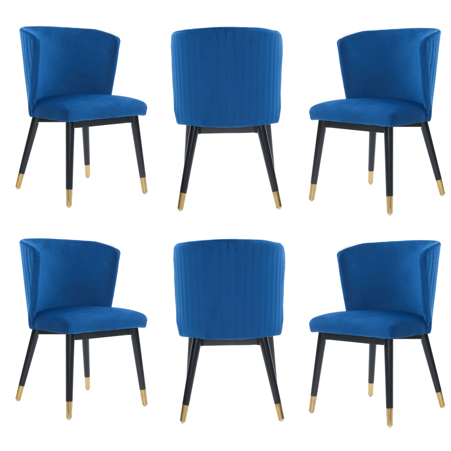 Sofina Modern Velvet Dining Chair with Tufted Back – Wooden Frame & Gold-Tipped Rubberwood Legs