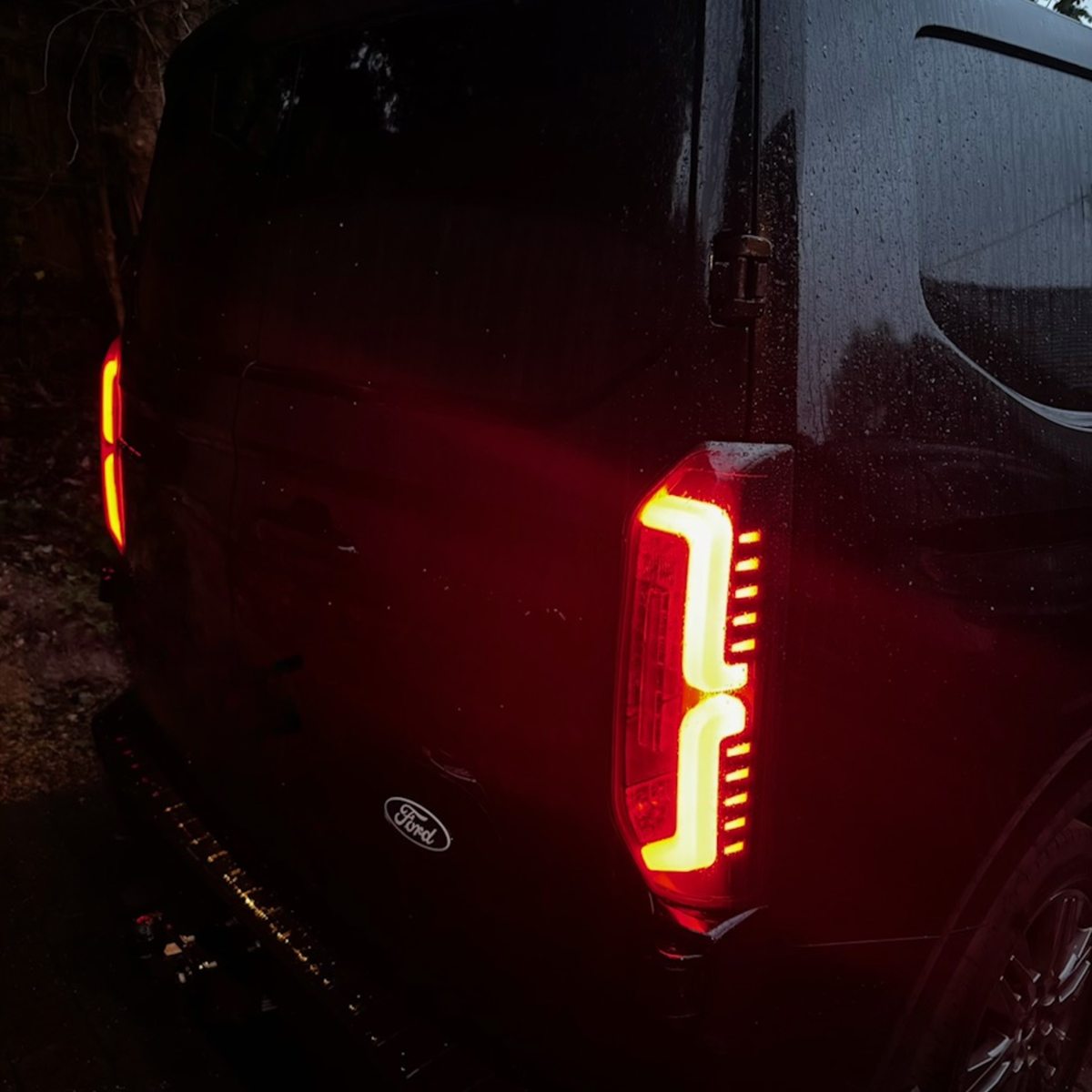 For New Ford Transit Custom 2024-2026 Full LED Rear Lights | Smoked Tail Light Upgrade | Van-X