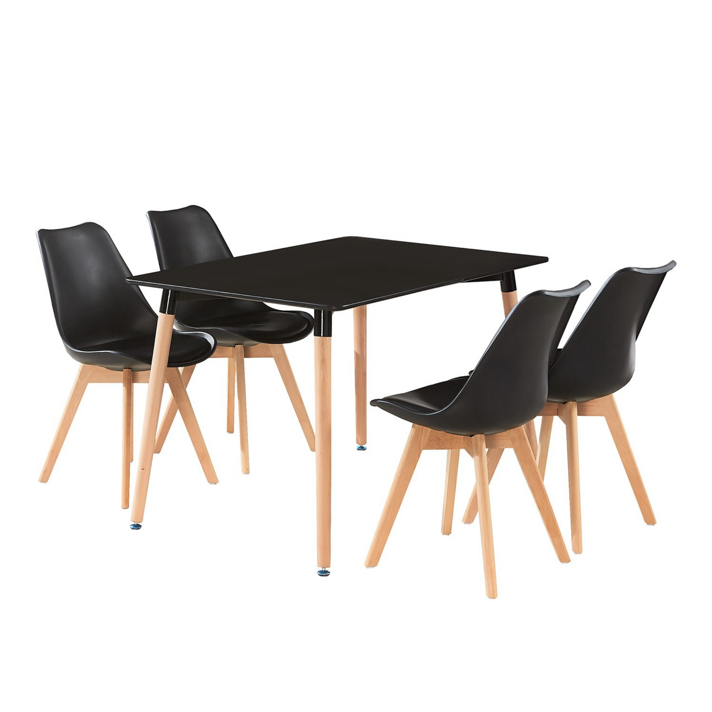 5PCs Dining Set - a Black Halo Dining Table & Set of 4 Lorenzo Tulip chairs with Padded Seat