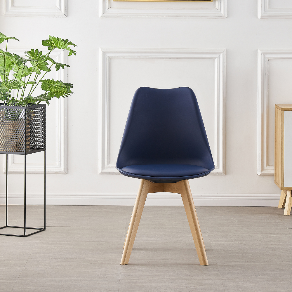 5PCs Dining Set - a Black Halo Dining Table & Set of 4 Lorenzo Tulip chairs with Padded Seat