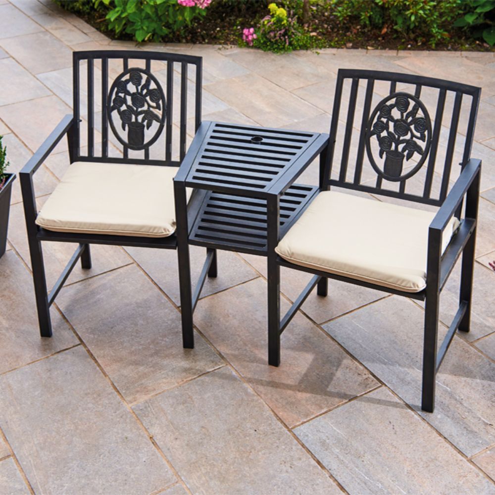 Coalbrookdale Duo Garden Bench with Central Table