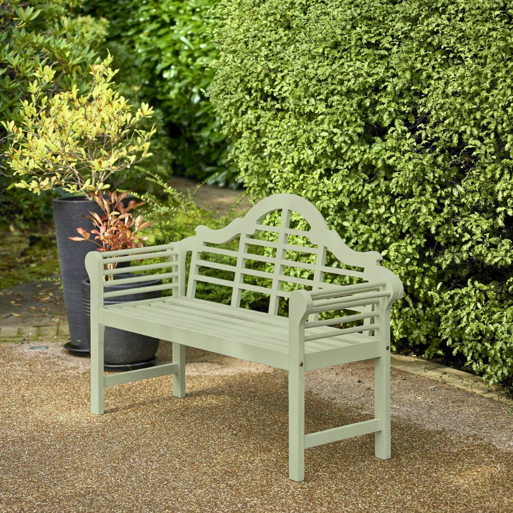 Greenhurst PU Coated Lutyens Style Garden Bench in Pearl White or Sage Green Finish