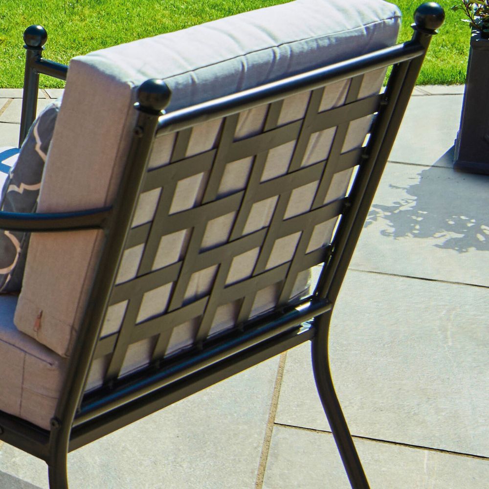 Doverdale Outdoor Steel Sofa Set with Cushions & Glass Coffee Table