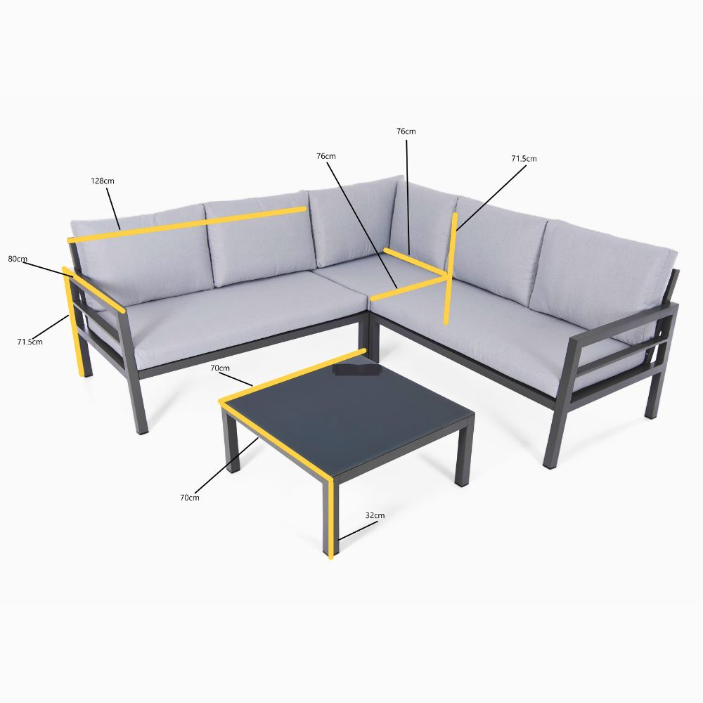 Oakley Grey Aluminium Outdoor Corner Sofa Set