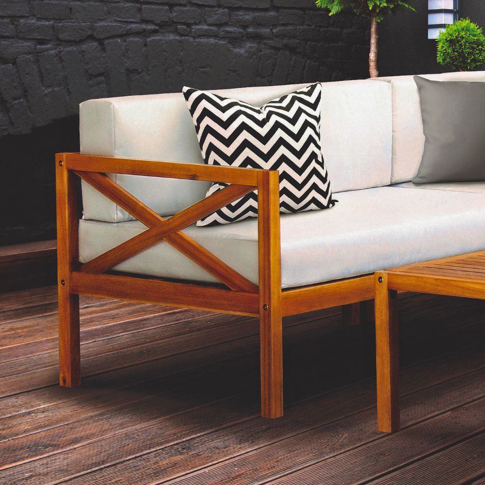 Kemberton Outdoor Wooden Corner Sofa Set – Sustainable Acacia Wood