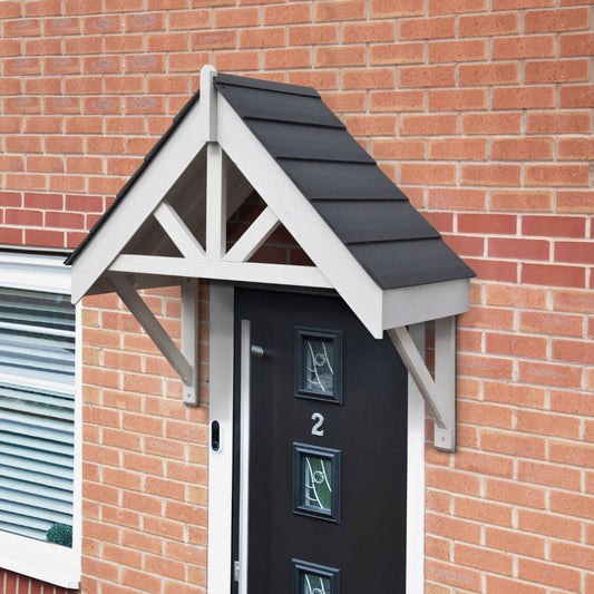 Deluxe Door Canopy White or Grey Frame