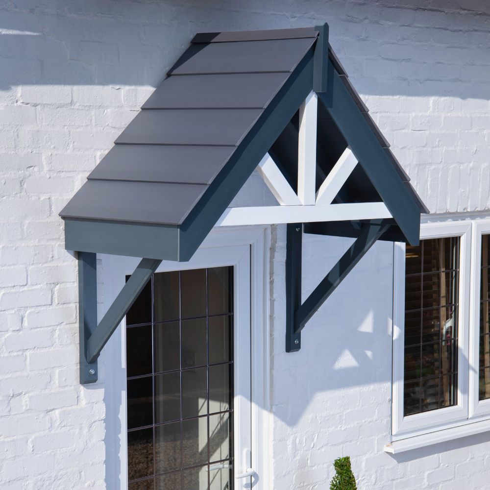 Deluxe Door Canopy White or Grey Frame