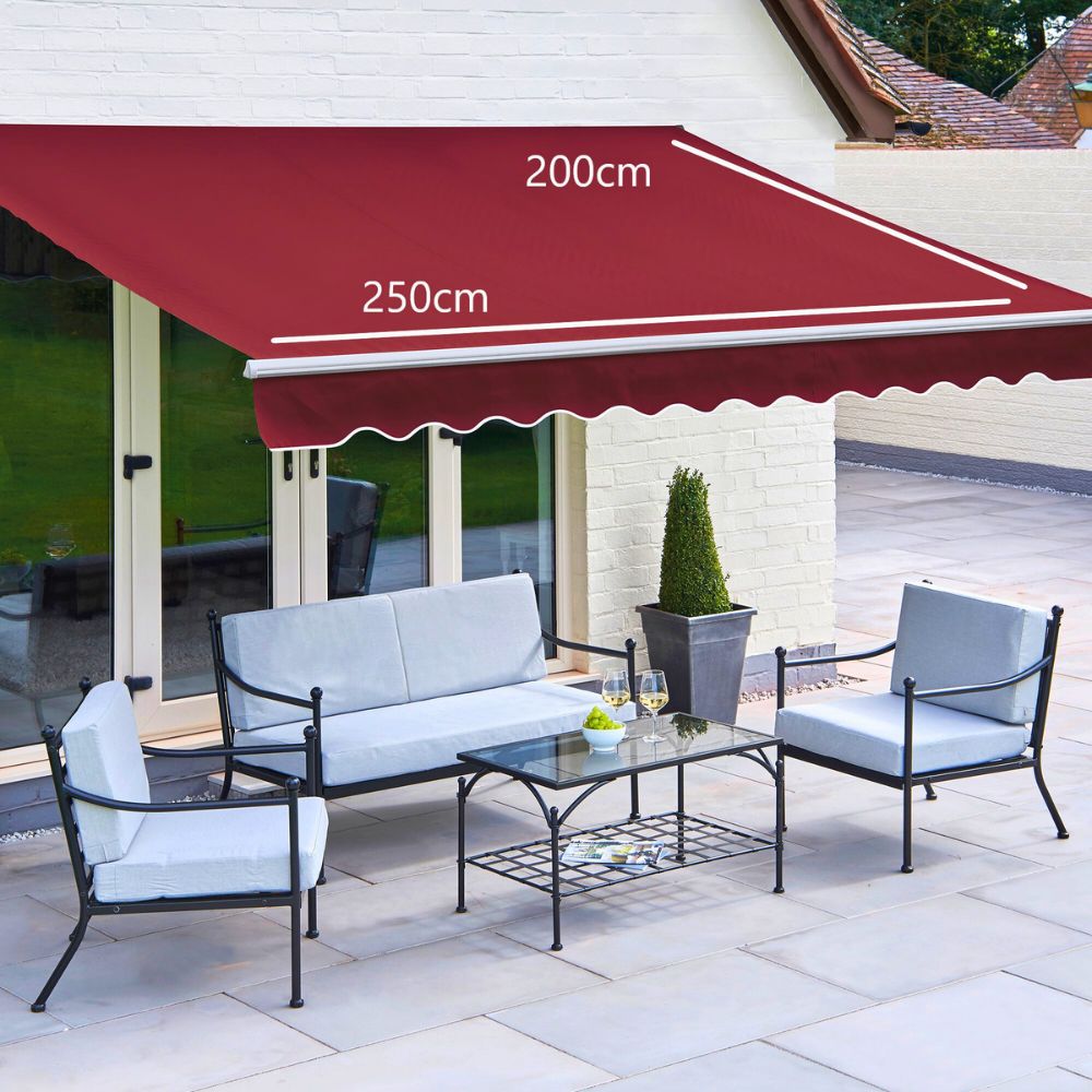 Greenhurst Easy Fit Royal Red Patio Awning 2.5m, 3m & 3.5m