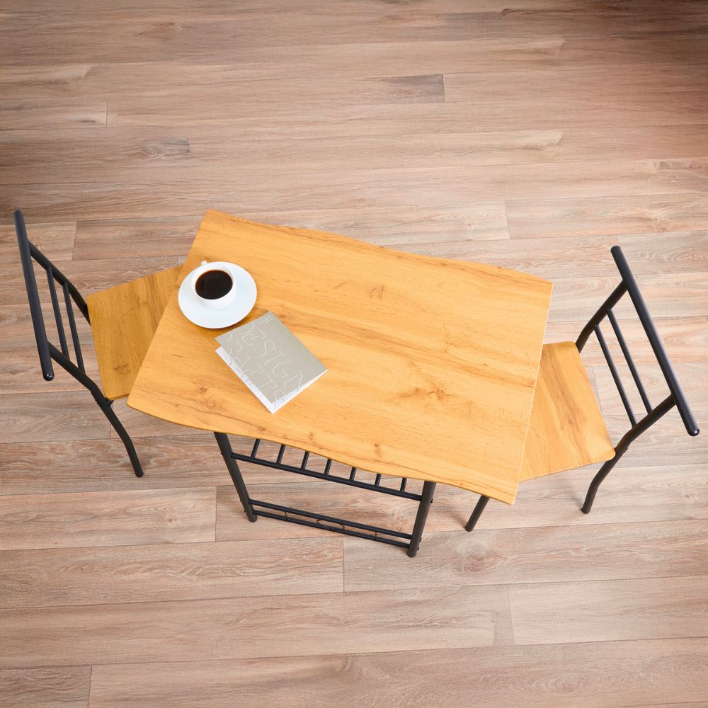 Greenhurst Live Edge Compact Dining Set Oak Top Black and Buttermilk Frame