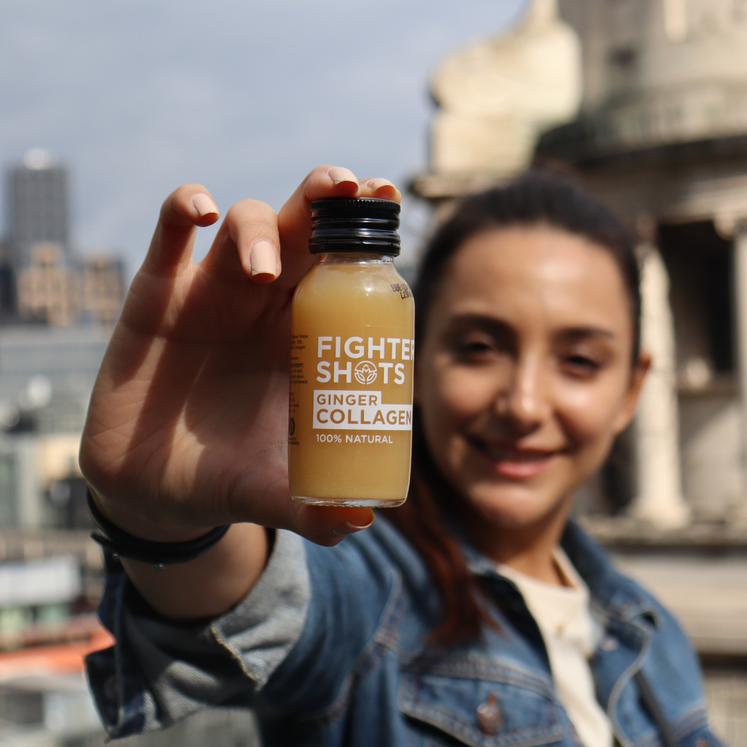 Fighter Shots Ginger + Marine Collagen Shot | 3,000mg Hydrolysed Collagen | 60ml | Single, 6-Pack or 12-Pack