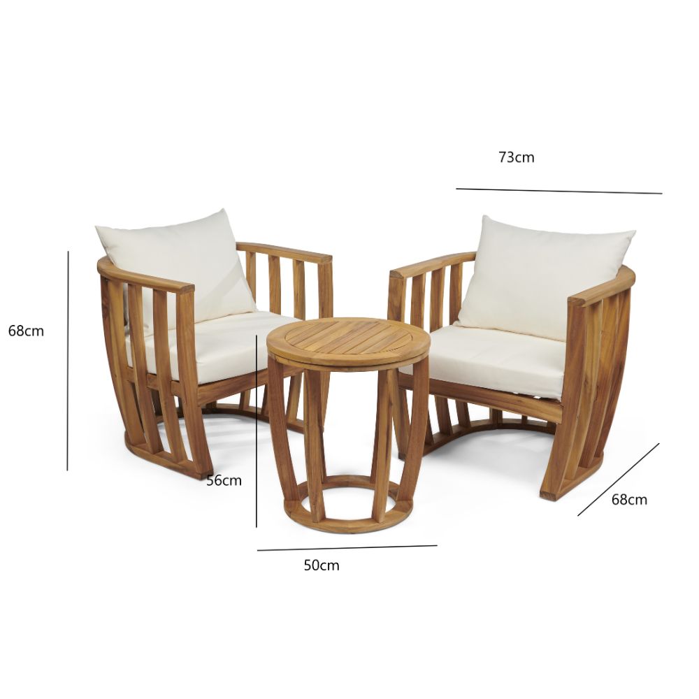 Abberley Acacia Wood Conversation Set – 2-Seater Garden Lounge Set