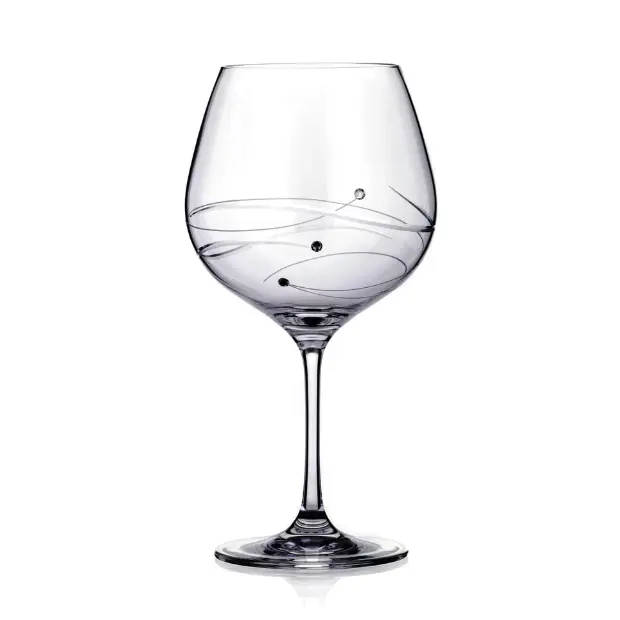 Diamante Gin Glass with Spiral Design Cutting - 610ml - In Gift Box