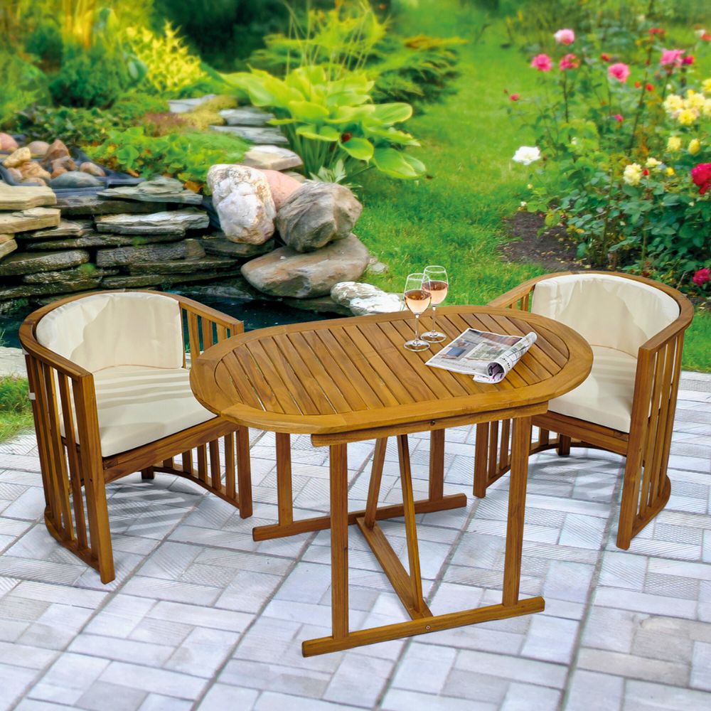 Chiltern Compact Acacia Wood Dining Set – Space-Saving Outdoor Bistro Set