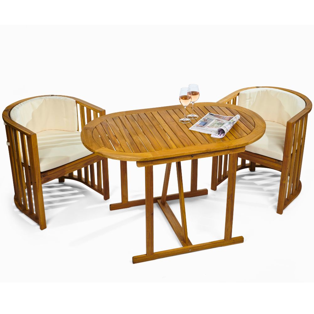 Chiltern Compact Acacia Wood Dining Set – Space-Saving Outdoor Bistro Set