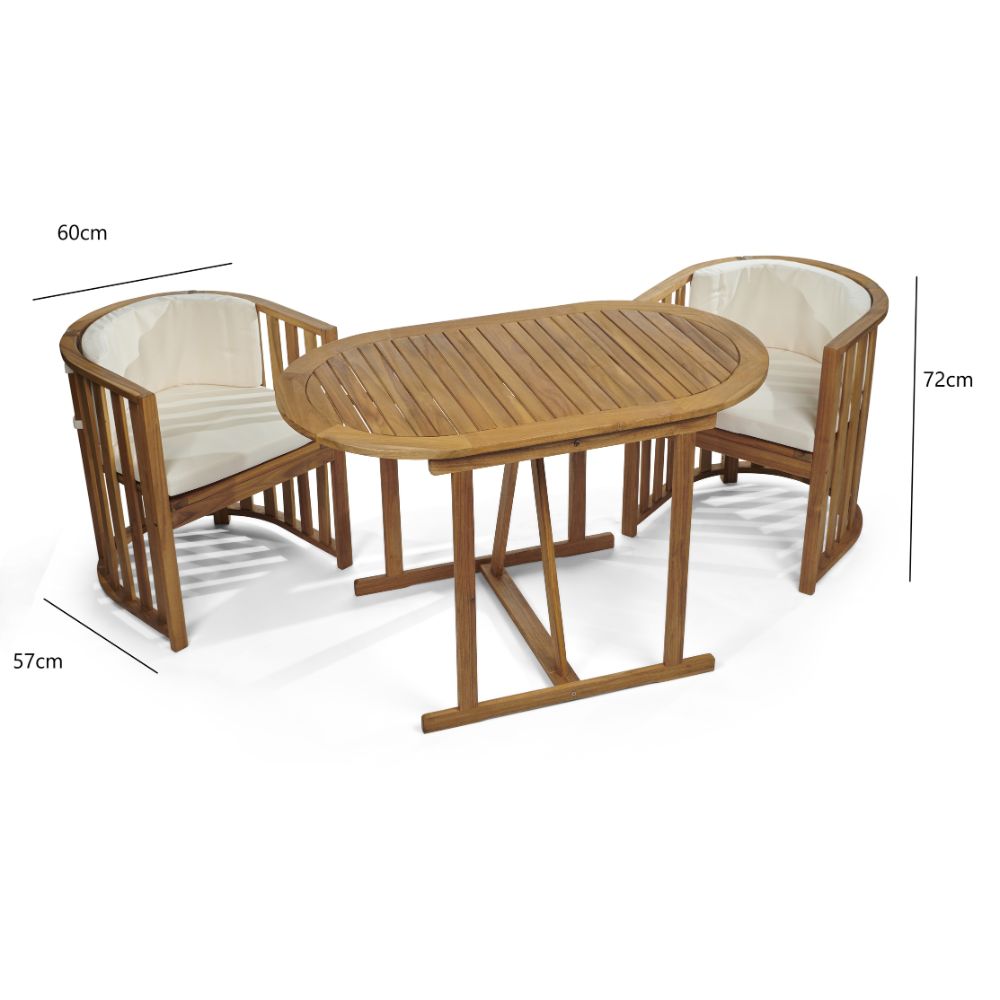 Chiltern Compact Acacia Wood Dining Set – Space-Saving Outdoor Bistro Set