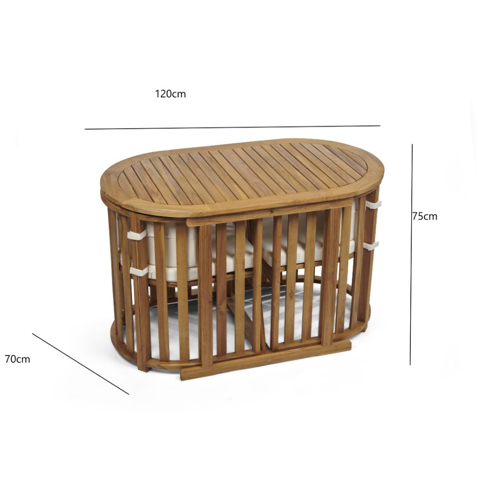 Chiltern Compact Acacia Wood Dining Set – Space-Saving Outdoor Bistro Set