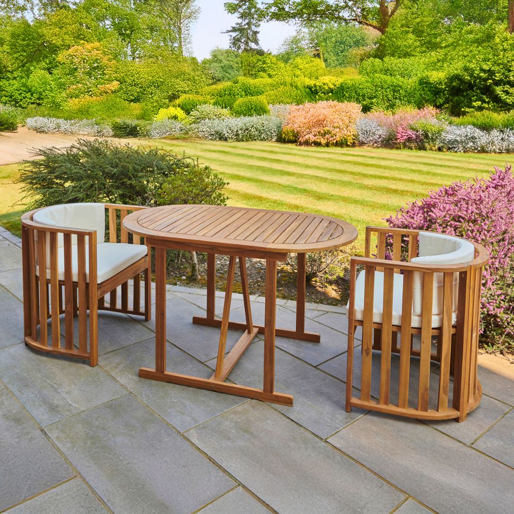 Chiltern Compact Acacia Wood Dining Set – Space-Saving Outdoor Bistro Set