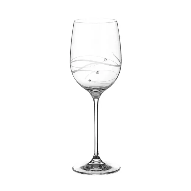 Diamante Wine Glass with Spiral Design Cutting - In Gift Box